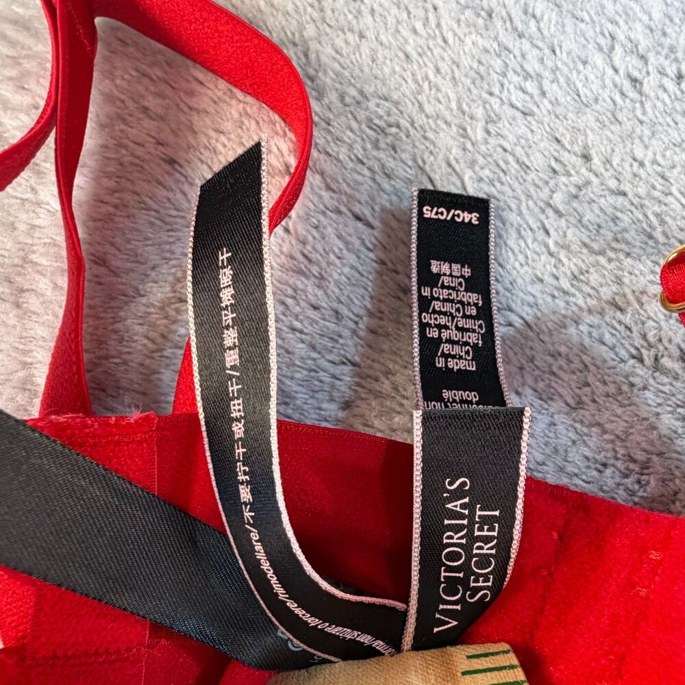 Victoria’s Secret Bra 34C Red Strappy Cage Underwire Cutout - Picture 5 of 7